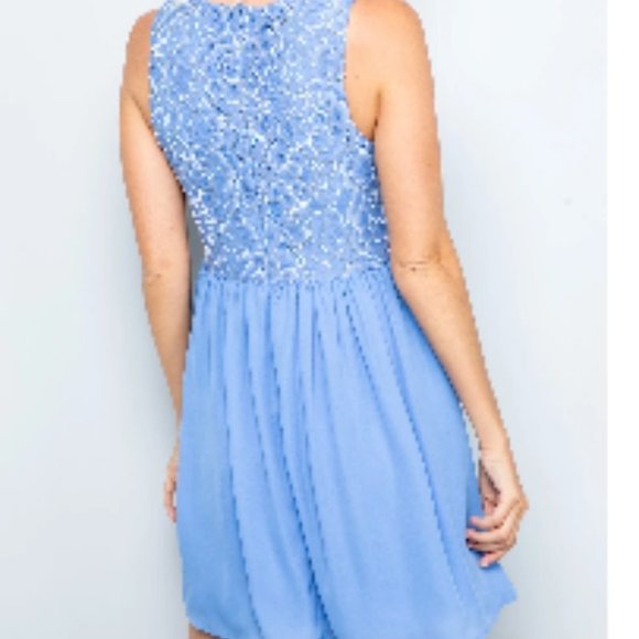 Francesca's Blue Floral Dress - SZ. L - Picture 10 of 15